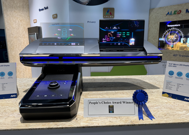 aoa体育车用Micro LED Display HMI解决方案获&rdquo;最佳车用显示奖&rdquo;，以用户为中心开发，针对前座驾驶与乘客设计兼具娱乐与安全的高画质屏幕，包含车舱前座的Micro LED透明屏幕及全球首款内建镜头的智慧Micro LED显示器